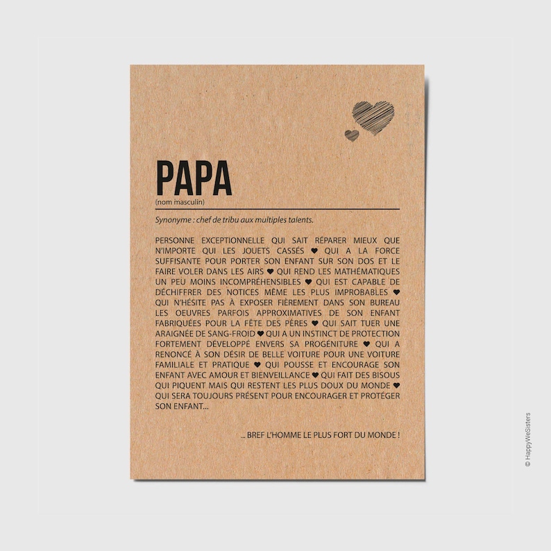 Carte définition papa - Carte d'anniversaire - Carte de fête des pères - Carte de positivité imagen 1