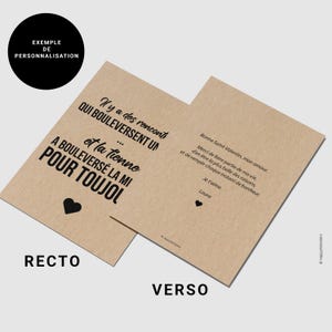 Carte citation "Il y a des rencontres qui bouleversent une vie... " - Carte amour - Saint-Valentin - Carte amitié personnalisable afbeelding 4