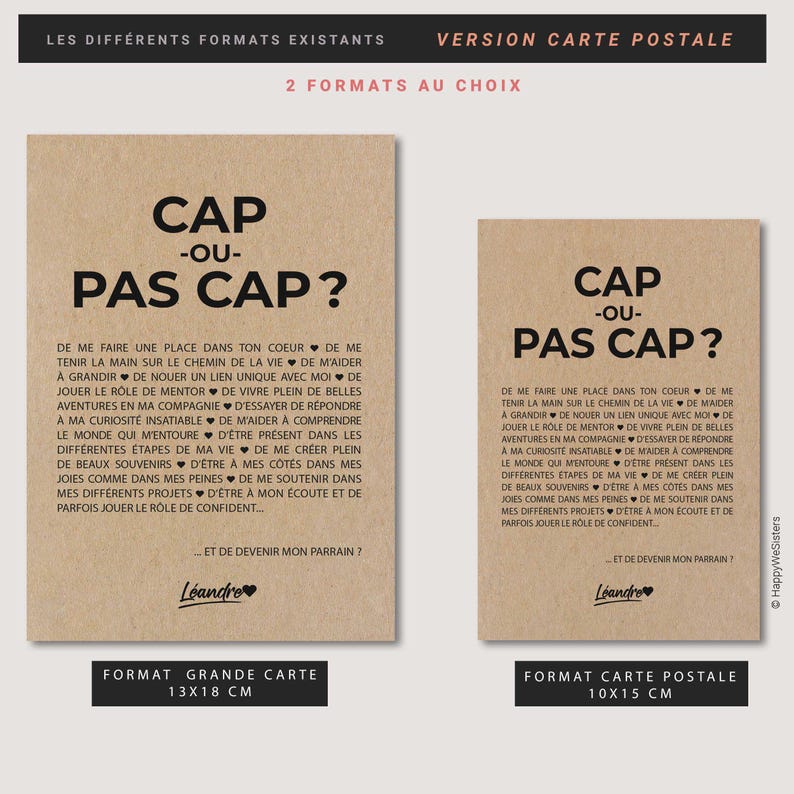 Carte demande parrain - Veux-tu être mon parrain ? Cap ou pas cap de devenir mon parrain - Carte naissance - Carte personnalisable imagem 4
