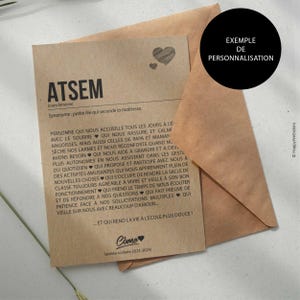 Carte définition ATSEM - Idée cadeau fin d'année scolaire - Idée cadeau ATSEM - Merci ATSEM - Personnalisable image 5