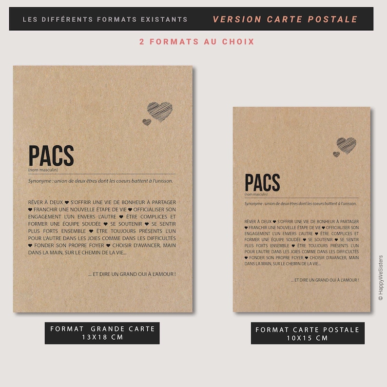 Carte PACS - Cadeau de PACS - Carte de félicitations PACS - Félicitations union - Personnalisable - Voeux de bonheur - Annonce pacs image 7