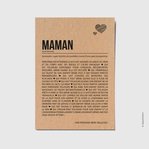 Carte définition maman - Carte d'anniversaire - Carte de fête des mères - Carte de positivité - Personnalisable