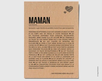 Carte définition maman - Carte d'anniversaire - Carte de fête des mères - Carte de positivité - Personnalisable