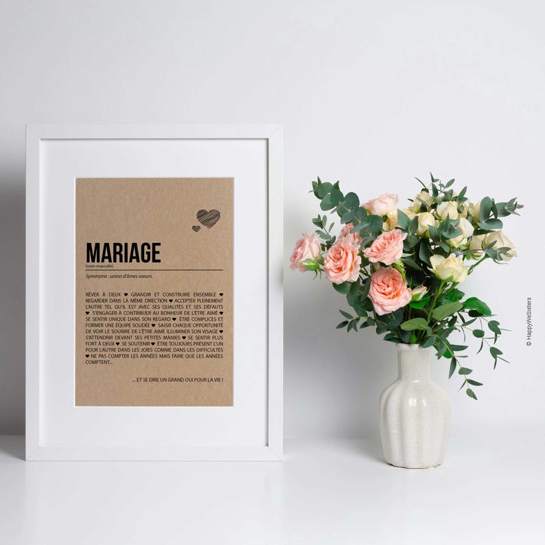 Carte définition mariage - Cadeau de mariage - Carte de félicitations mariage - Demande en mariage - Personnalisable - Voeux de mariage afbeelding 5