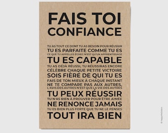 Fais toi confiance - Carte de motivation - Carte d'encouragement - Carte de soutien