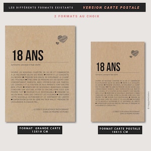 Carte d'anniversaire 18 ans originale - Définition 18 ans - Célébration 18 ans - Carte postale cadeau 18e anniversaire - Personnalisable image 6