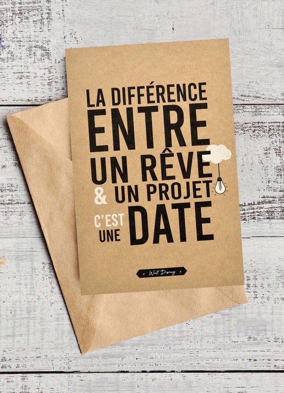 Carte Avec Citation Francaise La Difference Entre Un Etsy Canada