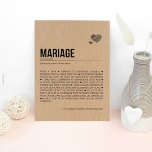 Carte définition mariage - Cadeau de mariage - Carte de félicitations mariage - Demande en mariage - Personnalisable - Voeux de mariage afbeelding 6
