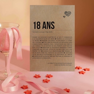 Carte d'anniversaire 18 ans originale - Définition 18 ans - Célébration 18 ans - Carte postale cadeau 18e anniversaire - Personnalisable image 3