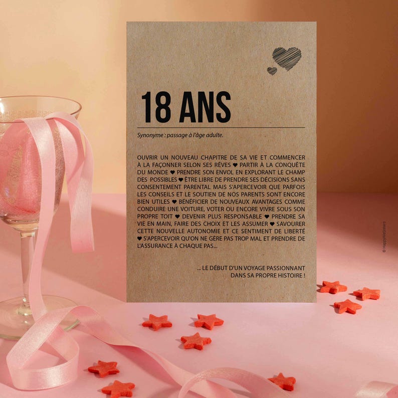 Carte d'anniversaire 18 ans originale - Définition 18 ans - Célébration 18 ans - Carte postale cadeau 18e anniversaire - Personnalisable image 3