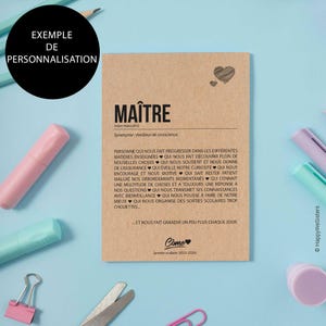 Carte définition Maître - Carte Merci maître - Idée cadeau maître - Personnalisation possible image 3