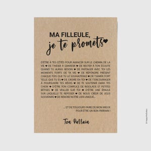 Carte Filleule/Parrain personnalisable - idée cadeau baptême - cadeau naissance filleule