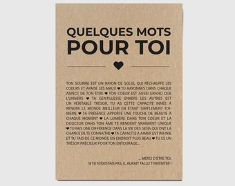 Carte "Quelques mots pour toi" - Carte d'anniversaire - Carte d'affection - Carte d'amitié - Carte d'amour - Personnalisable