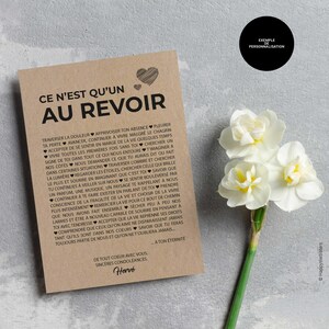 Carte de condoléances - Carte de deuil - Carte de sympathie - Ce n'est qu'un au revoir - Personnalisable image 3