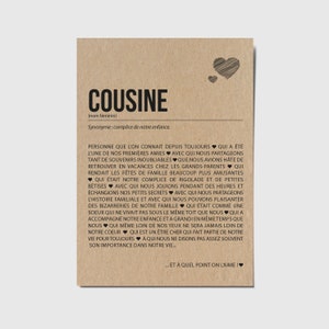 Cousin definition card - Cousin birthday card - Cousin gift - Customizable