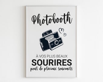 Affiche Photo Booth de mariage - Affiche décoration mariage - Décoration évènement - Personnalisable en option