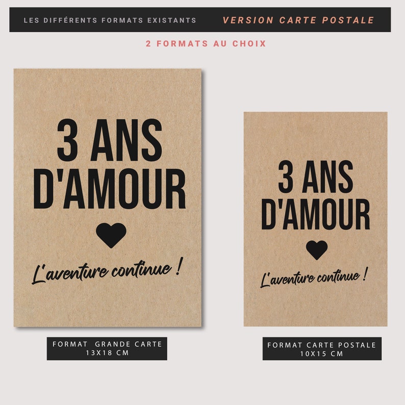 Carte anniversaire de mariage - anniversaire de rencontre - Saint-Valentin - Idée cadeau anniversaire de noce - Carte couple personnalisée immagine 7