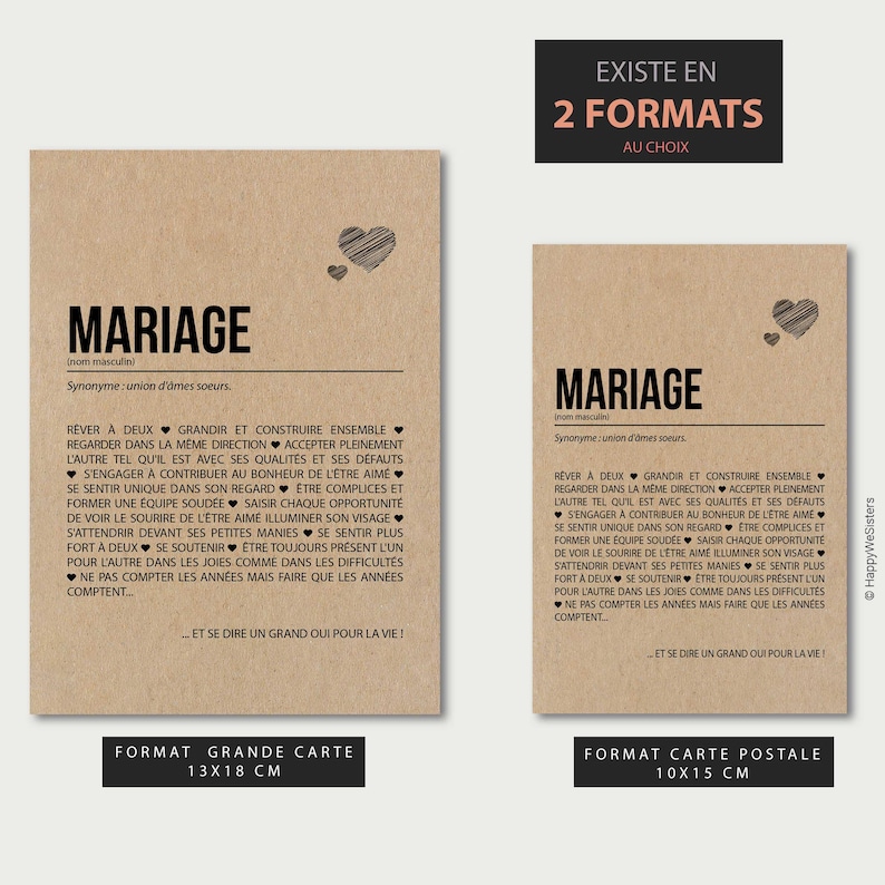 Carte définition mariage - Cadeau de mariage - Carte de félicitations mariage - Demande en mariage - Personnalisable - Voeux de mariage afbeelding 10