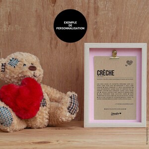 Carte définition crèche - Idée cadeau fin d'année scolaire - Carte personnalisable remerciement crèche image 3