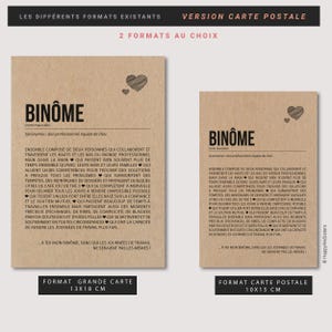 Carte définition binôme - Carte départ travail - Carte pour collègue - Au revoir binôme - Carte remerciements - Idée cadeau Personnalisable afbeelding 7