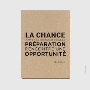 Carte citation chance  - Carte de soutien - Carte avec message positif - Carte d'encouragement