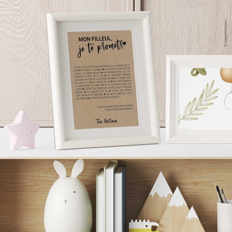 Carte Filleul/Parrain personnalisable - idée cadeau baptême - cadeau naissance filleul image 4