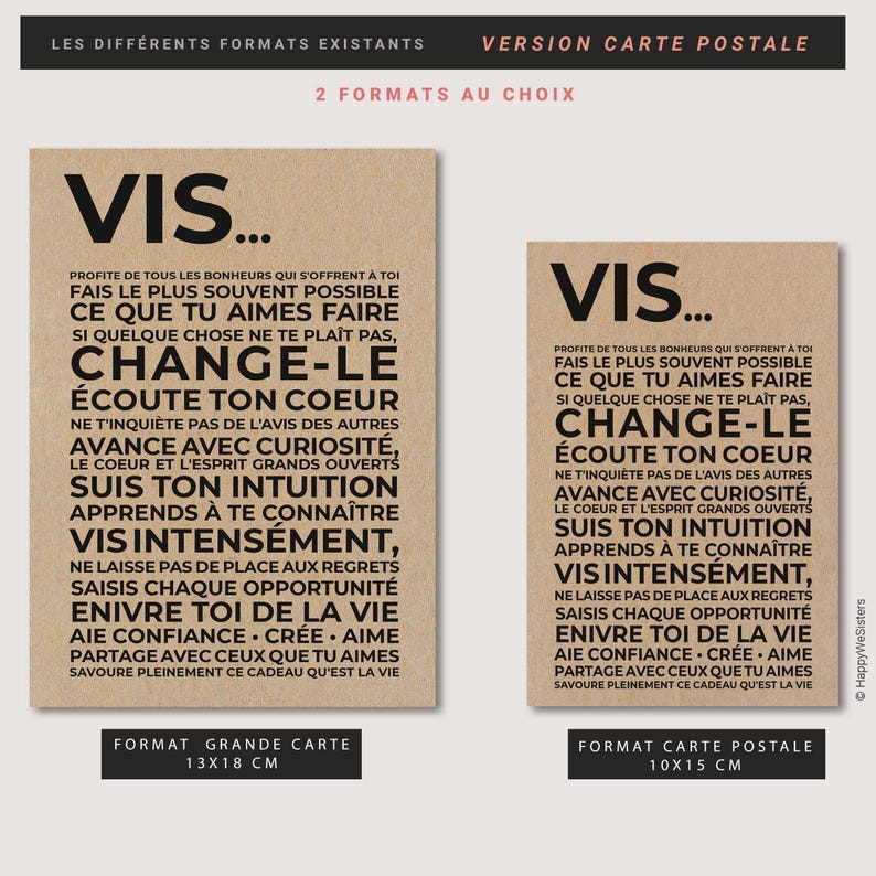 Carte de motivation - Carte inspirante - Hymne à la vie - Vis image 5
