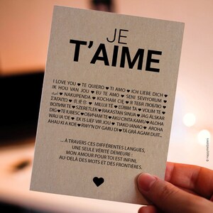 Carte "Je t'aime" - Carte amour - Carte Saint-Valentin - Carte Anniversaire amoureux - Déclaration d’amour universelle Personnalisable image 5