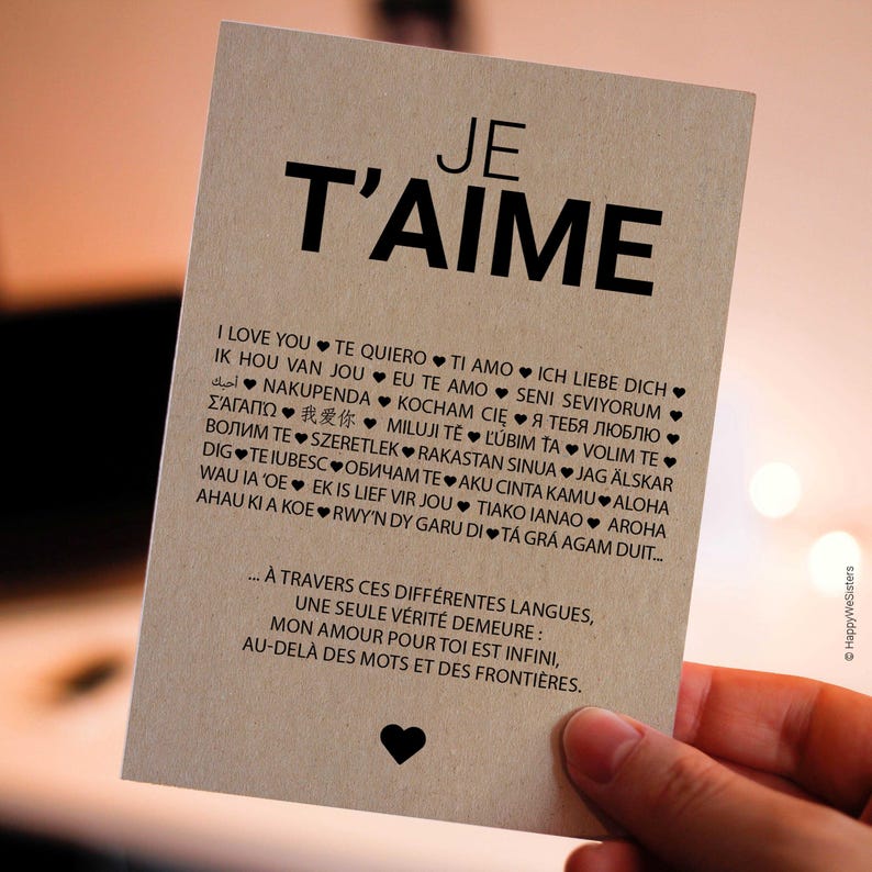Carte "Je t'aime" - Carte amour - Carte Saint-Valentin - Carte Anniversaire amoureux - Déclaration d’amour universelle Personnalisable image 5