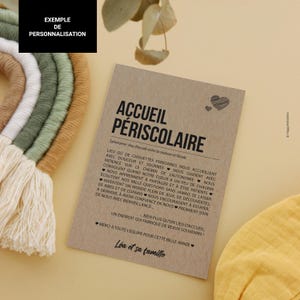 Carte définition accueil périscolaire - Idée cadeau fin d'année scolaire - Carte personnalisable remerciement personnel garderie imagem 3