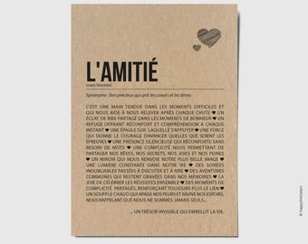 Carte définition amitié - Carte pour ami -  Carte d'affection - Cadeau ami - Carte personnalisable