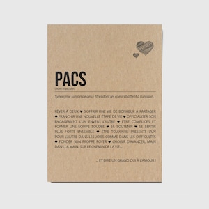 Carte PACS Cadeau de PACS Carte de félicitations PACS Félicitations union Personnalisable Voeux de bonheur Annonce pacs image 1