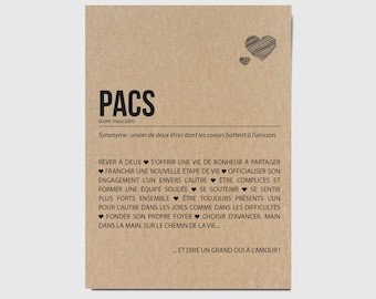 Carte PACS - Cadeau de PACS - Carte de félicitations PACS - Félicitations union - Personnalisable - Voeux de bonheur - Annonce pacs