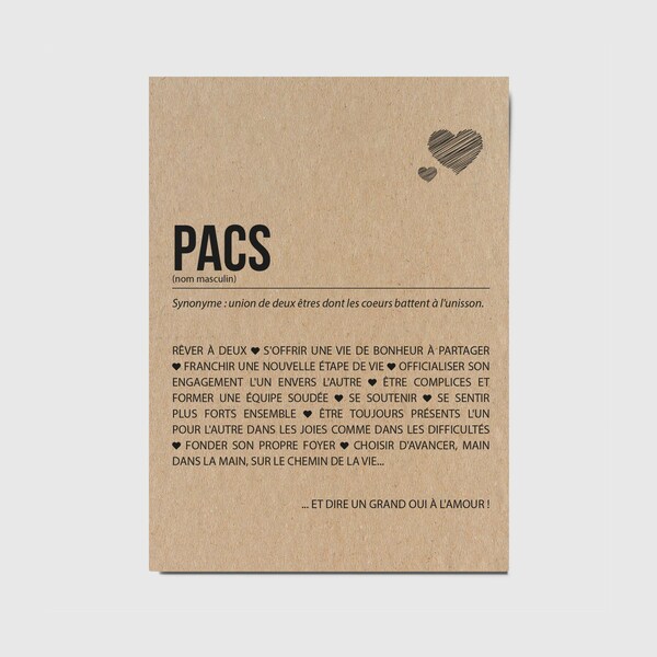 Carte PACS - Cadeau de PACS - Carte de félicitations PACS - Félicitations union - Personnalisable - Voeux de bonheur - Annonce pacs