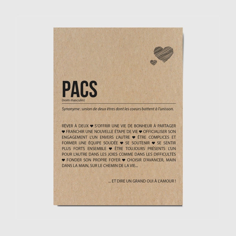 Carte PACS Cadeau de PACS Carte de félicitations PACS Félicitations union Personnalisable Voeux de bonheur Annonce pacs image 1