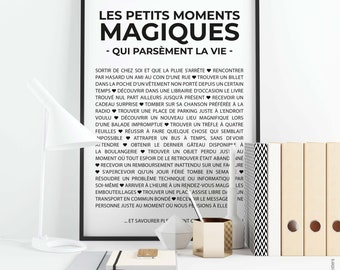 Affiche inspirante "Les petits moments magiques" - Poster PDF imprimable - Format A6 à A1 - Téléchargement numérique - Décoration murale