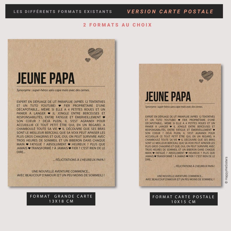 Carte définition Jeune Papa - Carte de félicitation naissance papa - Cadeau naissance - Idée Cadeau Papa - Personnalisable immagine 5