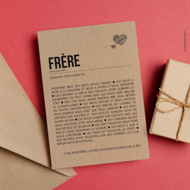 Carte définition frère - Carte anniversaire frère - Cadeau noël frère - Idée cadeau frère - Personnalisable image 4