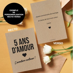 Carte anniversaire de mariage - anniversaire de rencontre - Saint-Valentin - Idée cadeau anniversaire de noce - Carte couple personnalisée immagine 3