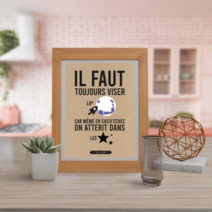 Carte avec citation française "Il faut toujours viser la lune car même en cas d'échec on atterit dans les étoiles" Oscar Wild afbeelding 3