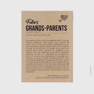 Carte annonce grossesse originale futurs grands-parents- Tu vas être mamie -  Tu vas être papi - Carte naissance - Carte personnalisable