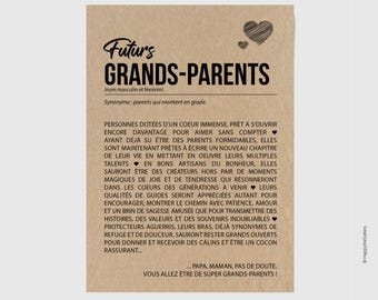 Original pregnancy announcement card for future grandparents - You're going to be a granny - You're going to be a grandpa - Birth card - Customizable card
