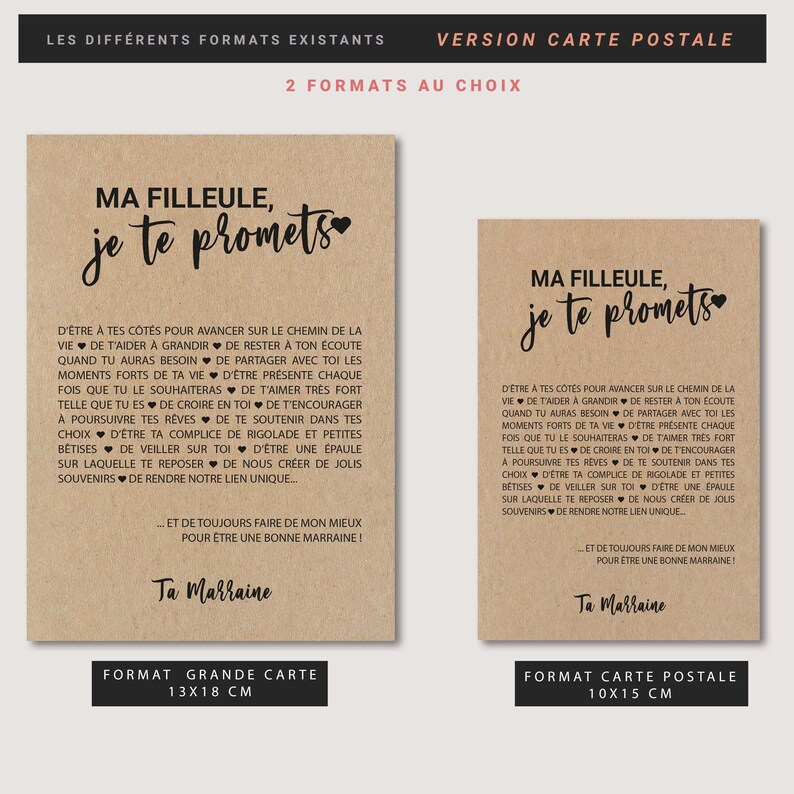 Carte Filleule/Marraine personnalisable idée cadeau baptême cadeau naissance filleule image 5