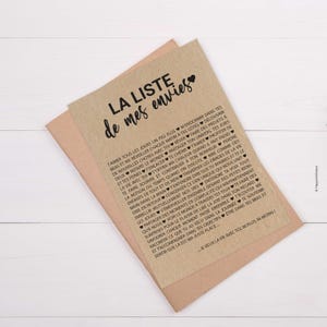 Carte d'amour La liste de mes envies - Carte Saint-Valentin - carte demande mariage - Personnalisable image 2
