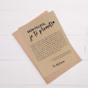 Carte Filleul/Marraine personnalisable - idée cadeau baptême - cadeau naissance filleul afbeelding 2