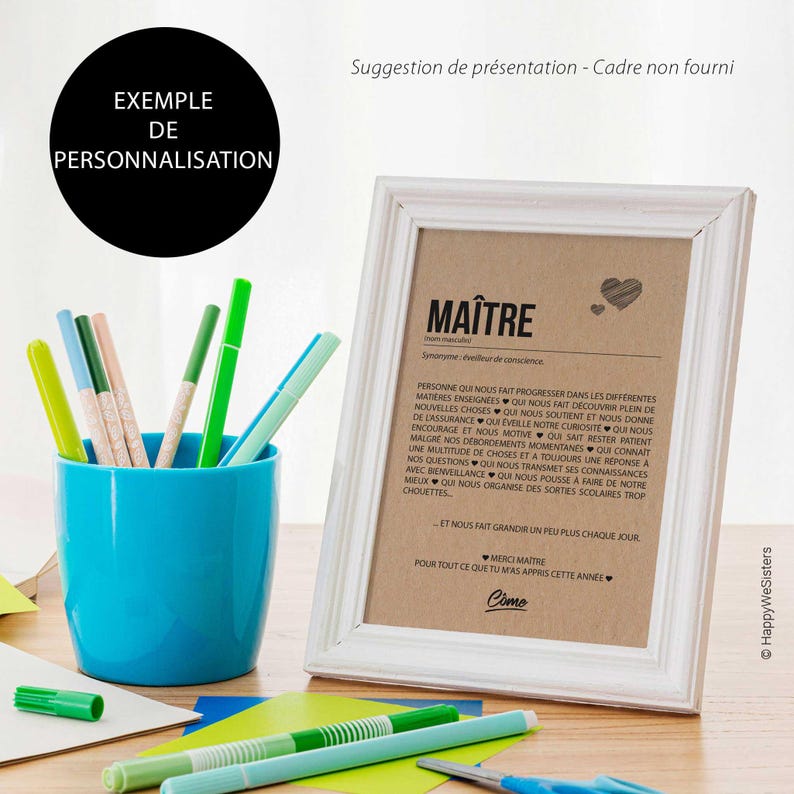 Carte définition Maître - Carte Merci maître - Idée cadeau maître - Personnalisation possible image 4
