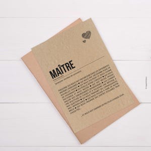 Carte définition Maître - Carte Merci maître - Idée cadeau maître - Personnalisation possible image 2