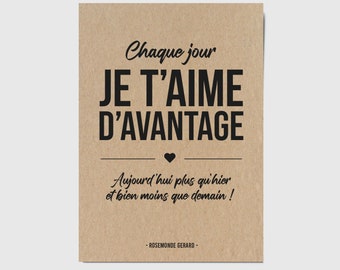 Carte citation amour - Carte postale amour - Saint-Valentin - Déclaration d'amour - cadeau pour amoureux - Personnalisable