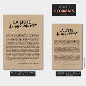 Carte d'amour La liste de mes envies - Carte Saint-Valentin - carte demande mariage - Personnalisable image 6
