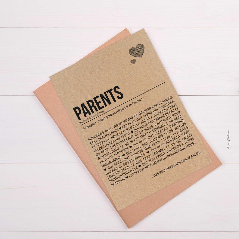 Carte définition parents personnalisable - Carte anniversaire Parents - Carte anniversaire de mariage parents - Carte papa maman image 2